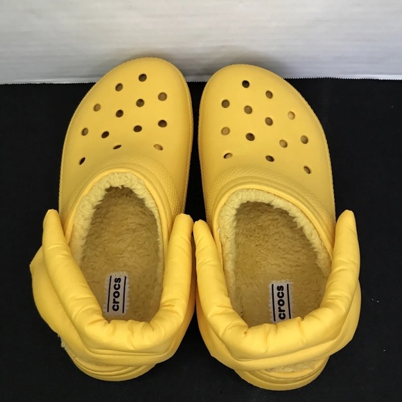 Crocs Classic Lined Neo Puff Crocband Clog Yellow Mens 5 Womens 7 Discontinued - Picture 7 of 13